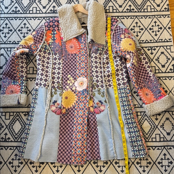 Johnny Was Multicolor Floral Patchwork Teddy Jacket - Picture 12 of 13